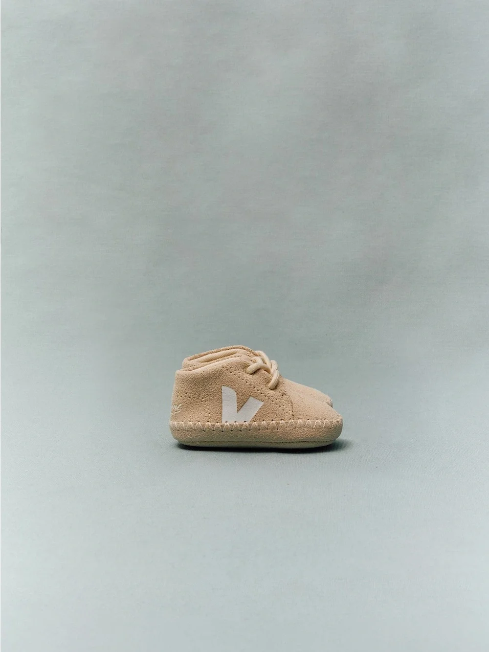 Veja x Bonpoint Kids Moccasins in Beige with White V Logo